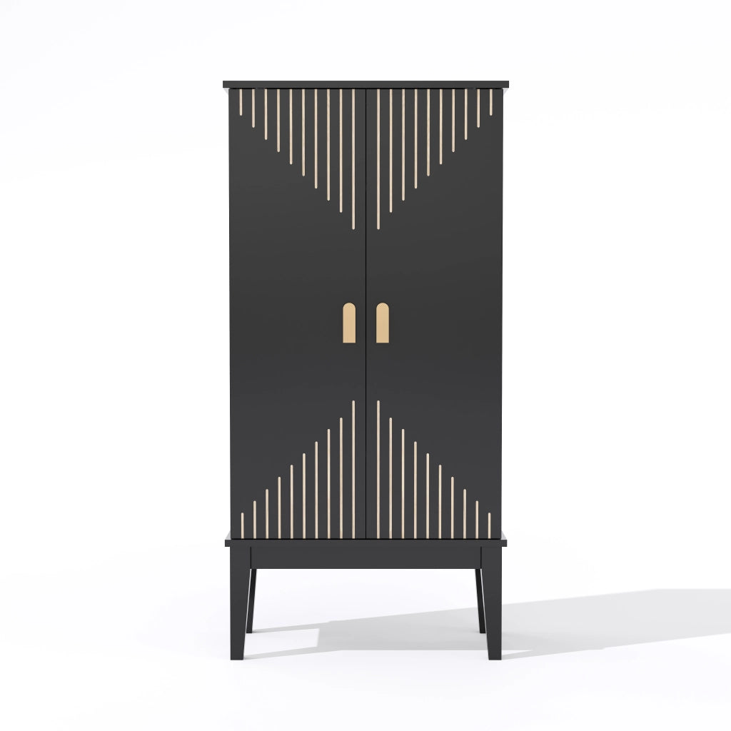 Credenza con 2 ante e 5 vani per cucina e soggiorno in MDF 120×59×30 cm nero