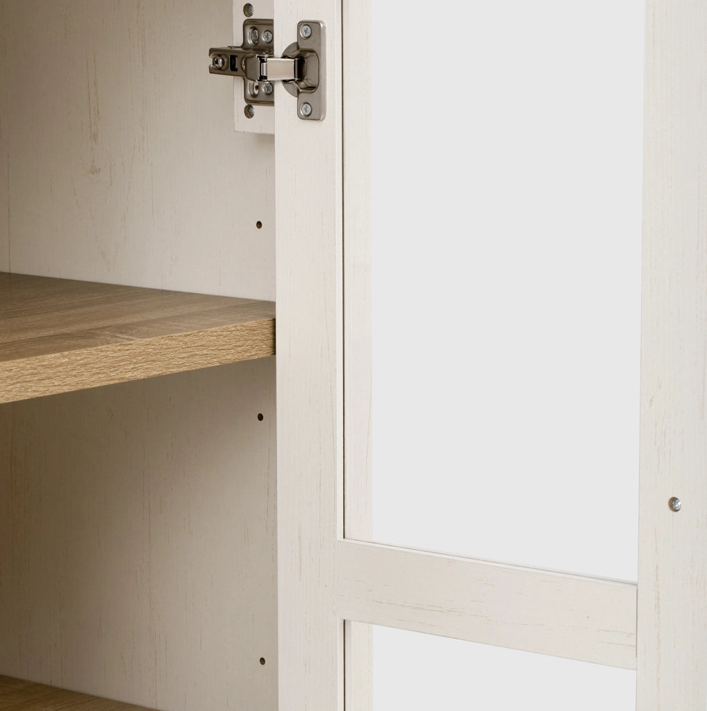 Credenza alta con ripiani regolabili e cassetti 76,2 x 40,1 x 180 cm bianca