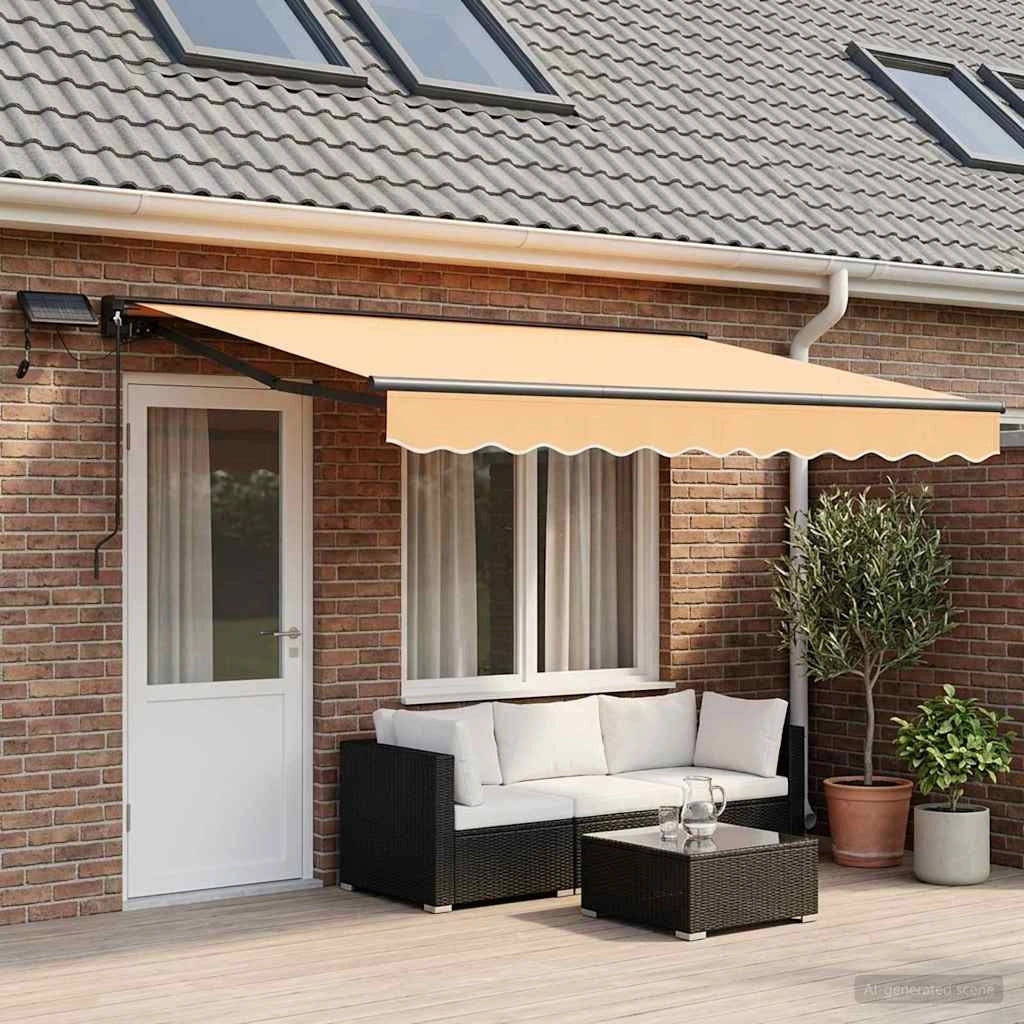 Cornice per Tenda Manuale con LED Sabbia 5 x 3 m 3426397