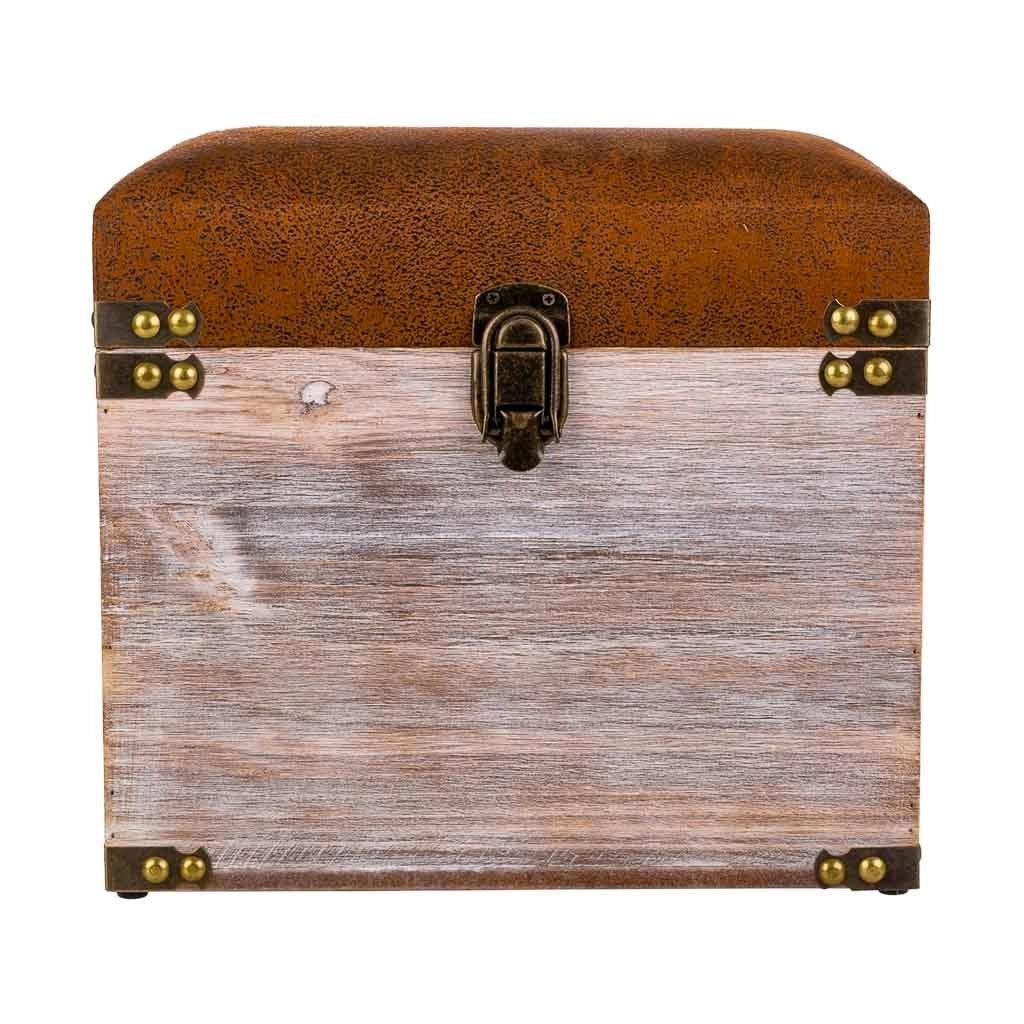 Sgabello con cassetti in legno e similpelle marrone 30x30x28h