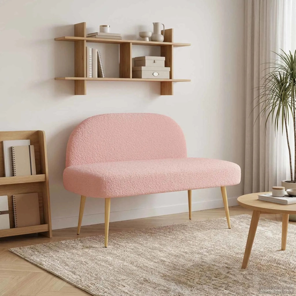 Panchina imbottita con schienale Rosa 110 x 60 x 76 cm Bouclé 42040772