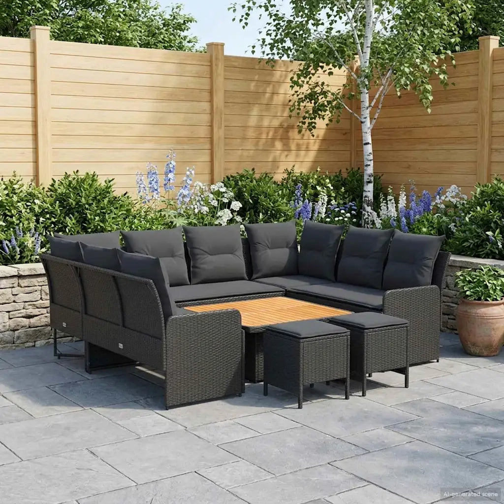 Set di Mobili con cuscino 8 pcs Nero Rattan in PE 3422195