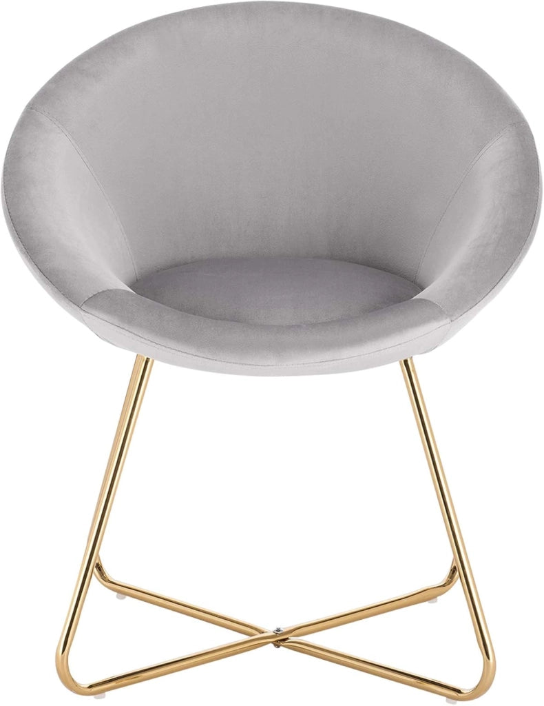 Set di 2 Sedie sala da pranzo Sedie cucina moderne poltrona, Adatte per Sala pranzo Soggiorno, Camera da Letto, Schienale, Tessuto di velluto, Oro Metallo, Grigio Chiaro BH217hgr-2
