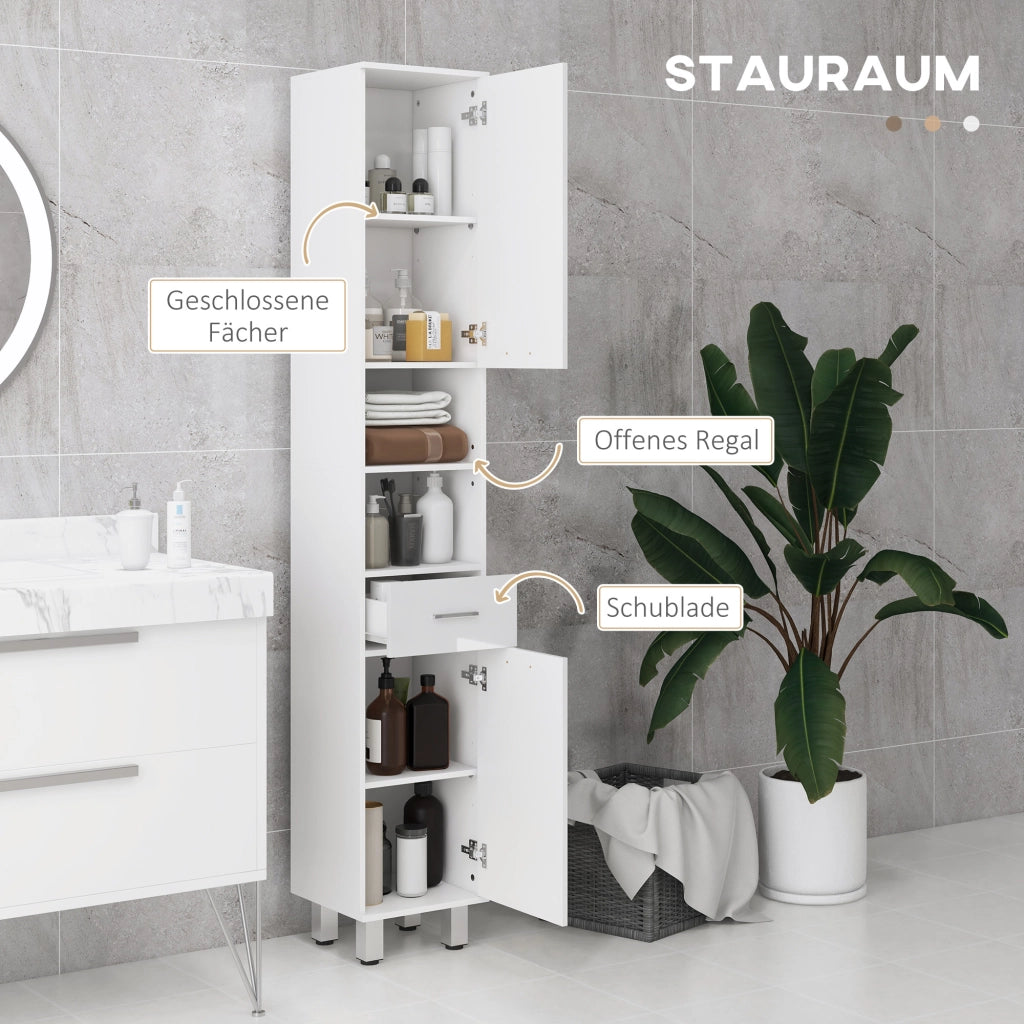 Armadietto Bagno con Ripiani e Cassetto ¨C Zephmum ¨C Bianco