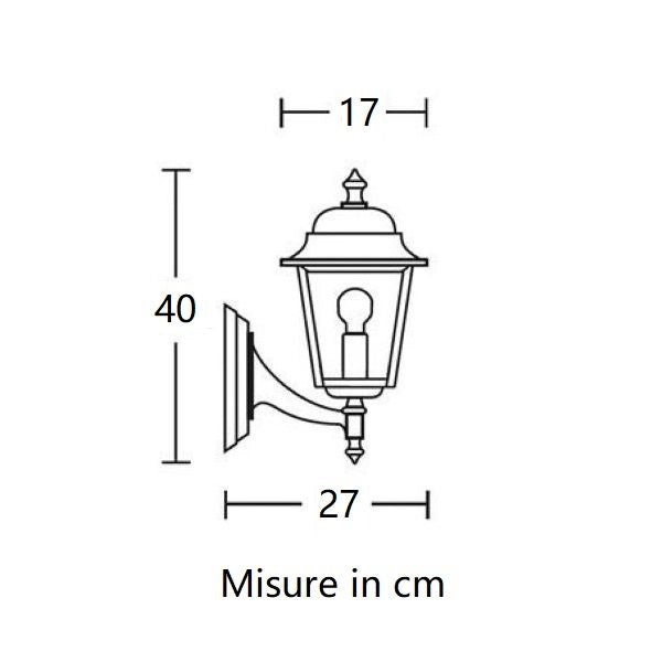 APPLIQUE DA PARETE LANTERNA PICCOLA UP NERA DA ESTERNO 1XE27 NIZZA MORETTI