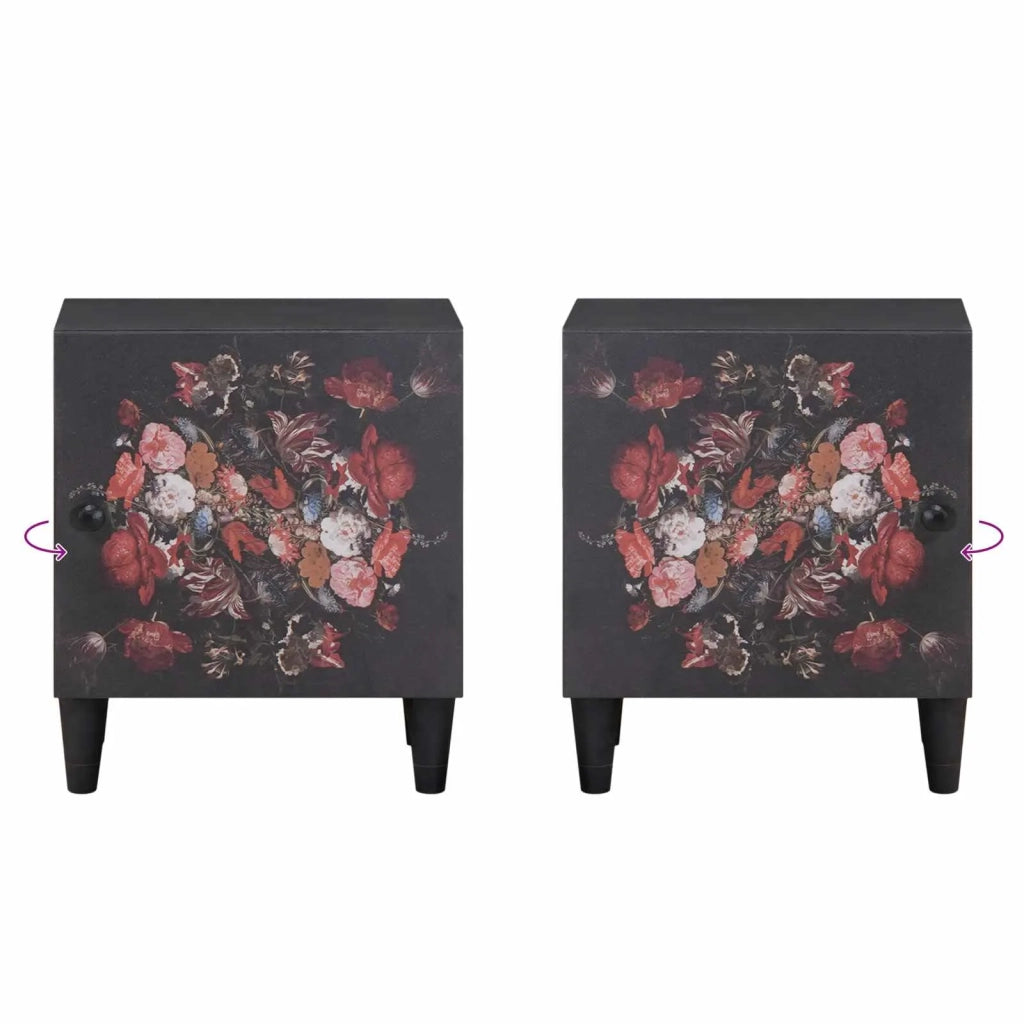 Comodino con porta 2 pcs Nero 40 x 33 x 46 cm