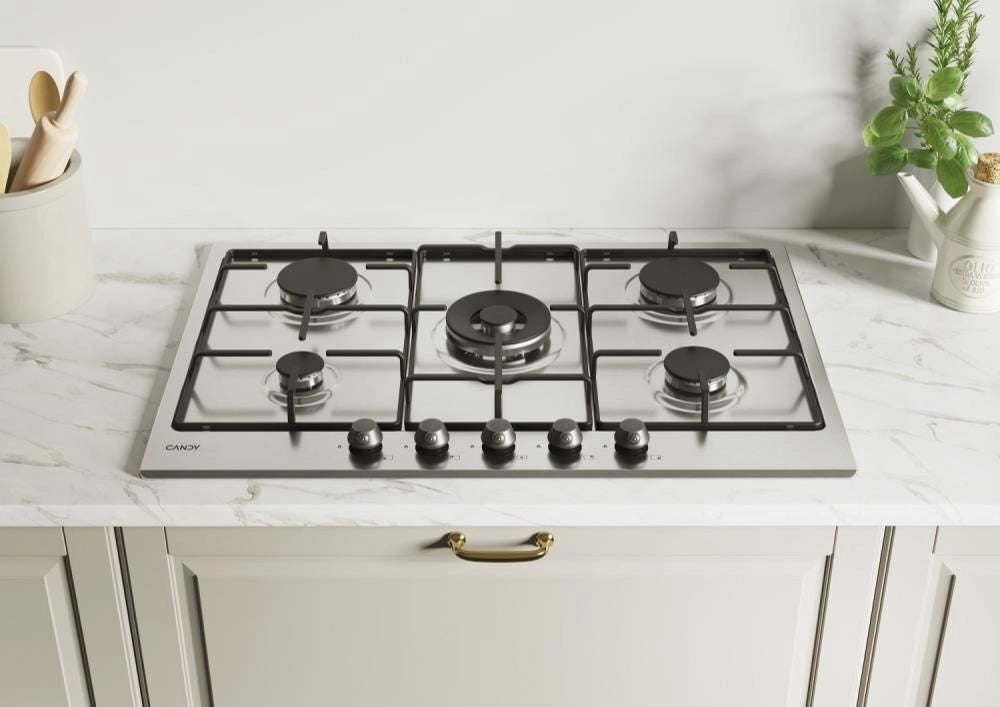 Candy Classic CHW74WTX Acciaio inox Da incasso 75 cm Gas 5 Fornello(i)
