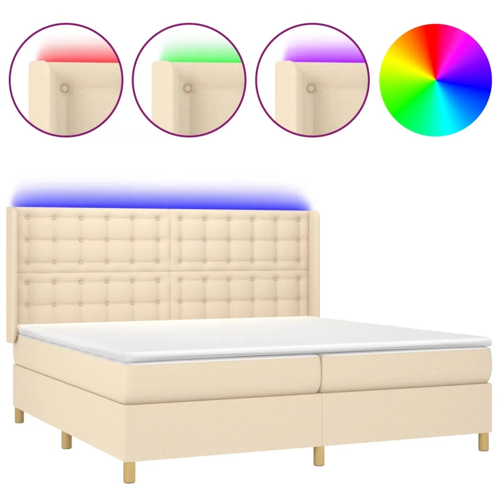 Letto a Molle Materasso e LED bianco 200x200cm in Tessuto 3139226