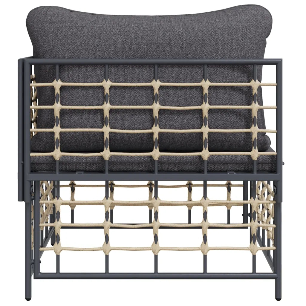 Divano Angolare da Giardino con Cuscini-Sofa da Giardino-Divanetto da esterno Polyrattan Grigio Scuro