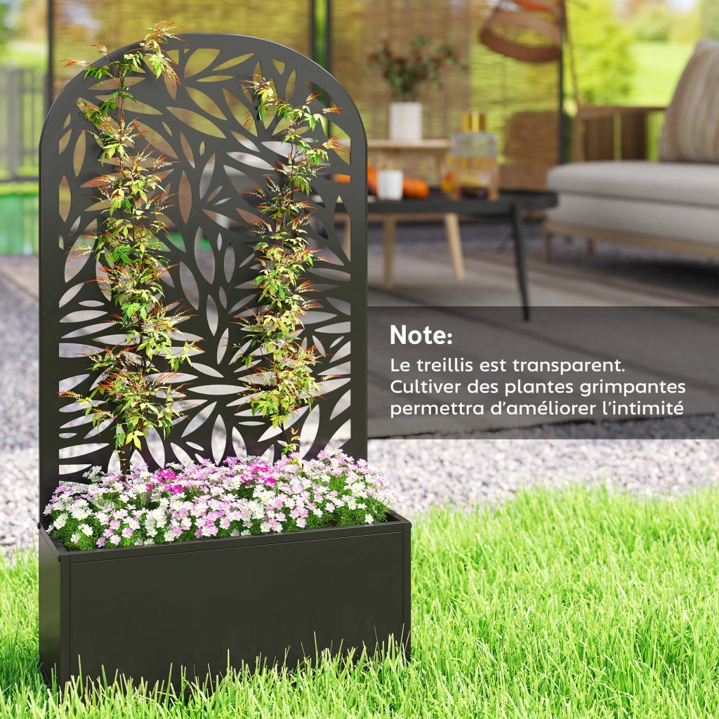 Fioriera da muro con griglia in metallo ¨C zephmum ¨C 61x23x113 cm nera