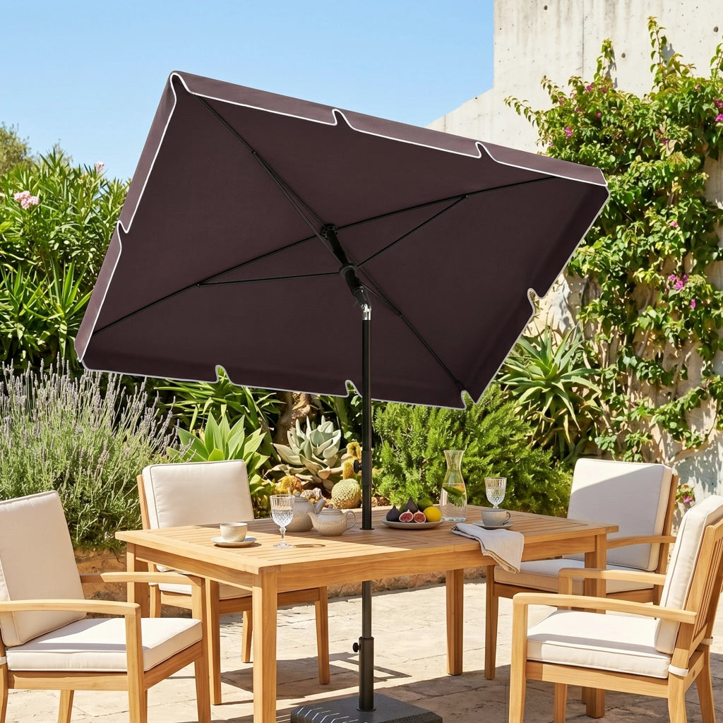 Ombrellone da Giardino Rettangolare Regolabile ¨C Zephmum ¨C Alluminio Marrone Nero 200x130x250 cm