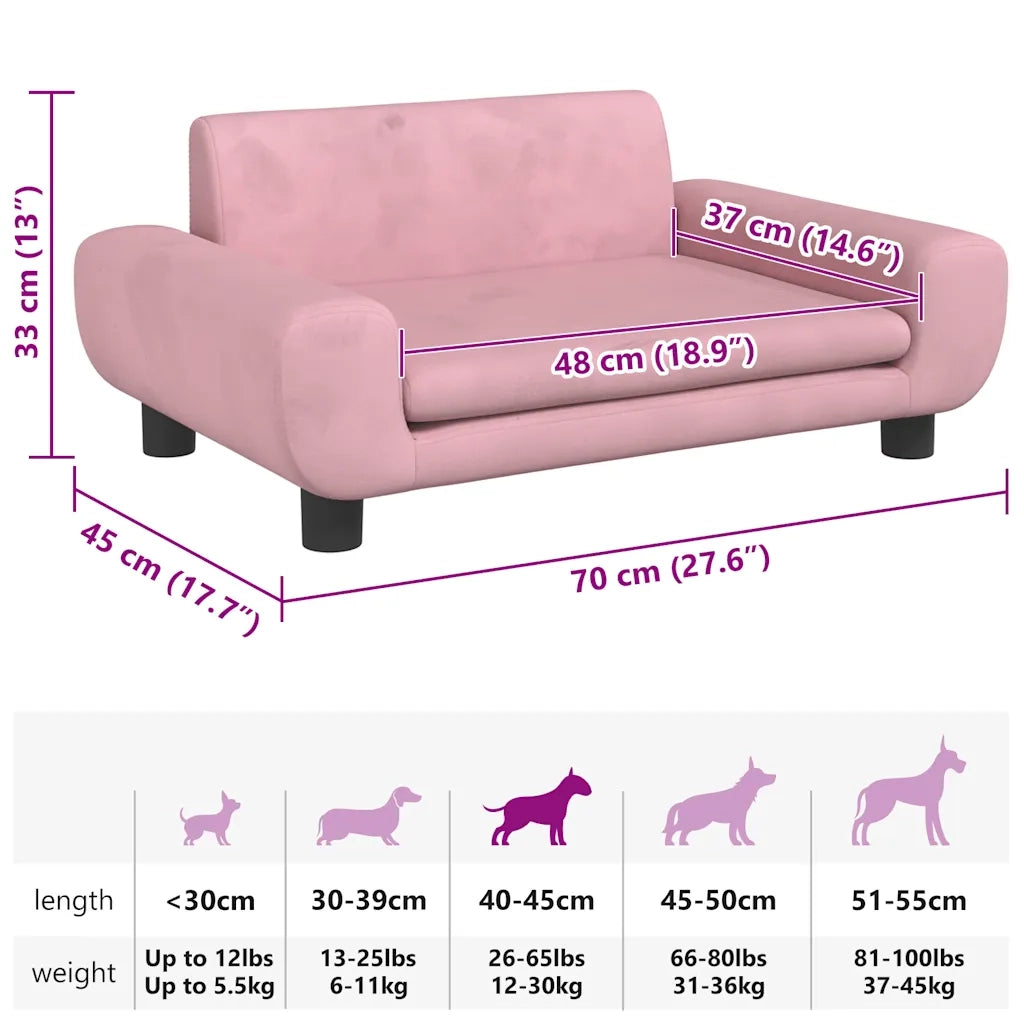 Lettino per Cani Rosa 70x45x33 cm in Velluto CFW4424823