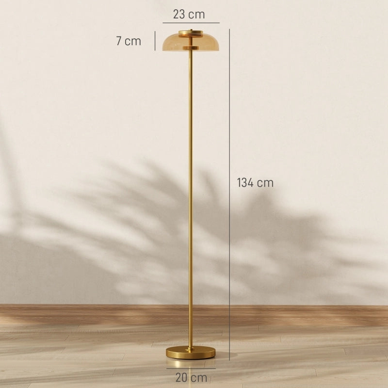 Lampada da terra LED per soggiorno 3000K con interruttore a pedale, finitura antique brass