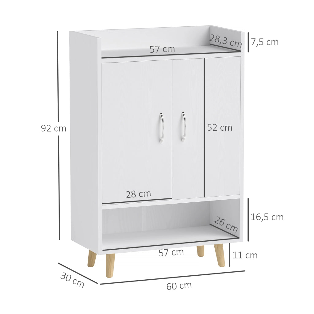 Scarpiera con ante e ripiani per ingresso ¨C zephmum ¨C bianco 60x30x92 cm