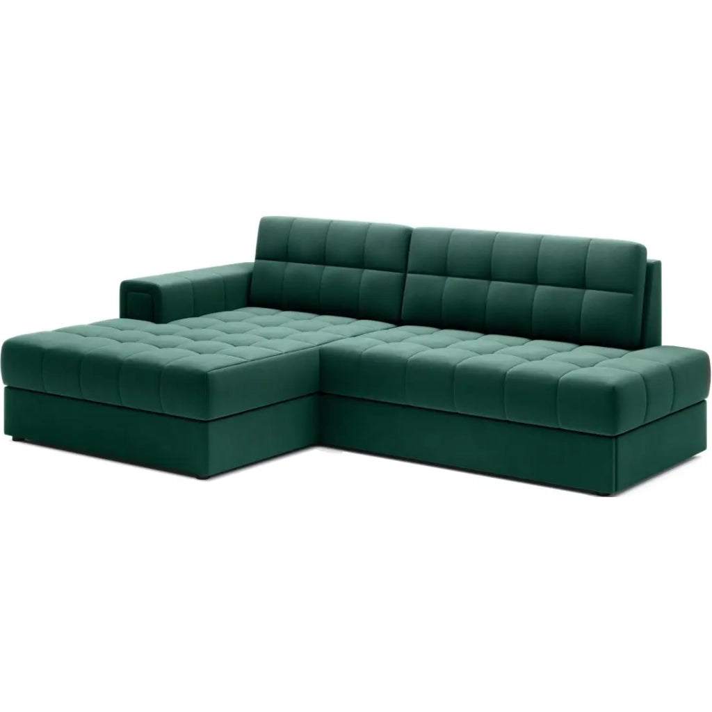 Divano angolare convertibile CUBITO verde 240 cm con contenitore e letto