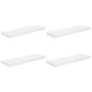 4 pz Scaffali a Parete | Ripiano a parete | Mensole a Parete Bianco Lucido 80x23,5x3,8 cm in MDF