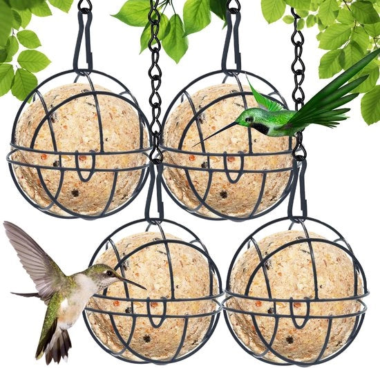 Set di 4 contenitori per semi per passeri di alta qualità in metallo dorato con coperchio scorrevole, contenitore per semi, hanger per cibo per uccelli, stazione di alimentazione e contenitore