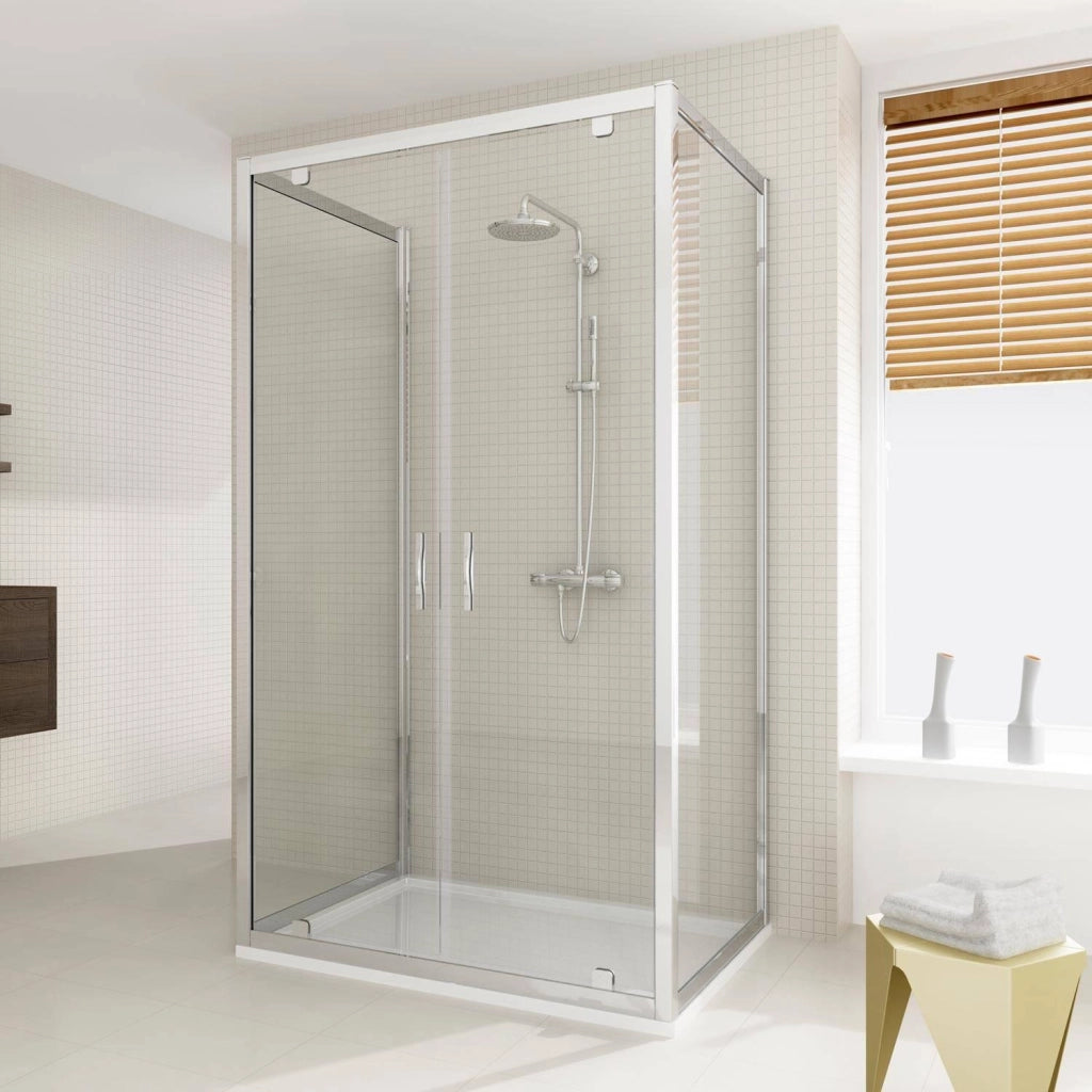 Box Doccia 3 Lati 90x130x90 cm 2 Ante Battenti in Cristallo Trasparente 6mm H198 Fosterberg Aalborg Trio