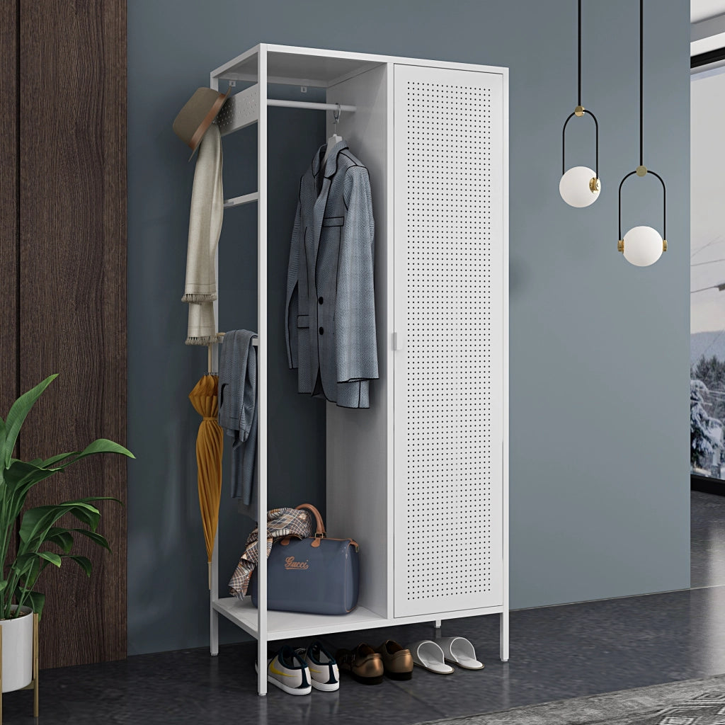 Armadio per Guardaroba Puumala in Metallo 180 x 80 x 45 cm Bianco [en.casa]