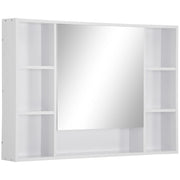 EasyComfort Specchiera Bagno con Mensole Aperte e Armadietto con Anta Specchiata, Mobile Bagno con Specchio Salvaspazio, 100x15x70cm, Bianco