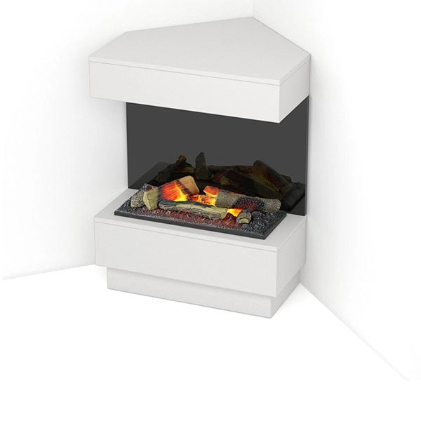Camino Elettrico Da Pavimento Autoportante a LED - Bianco opaco / Nero - 70 x 95 x 30/65 - 400 / 600 - TARAVO