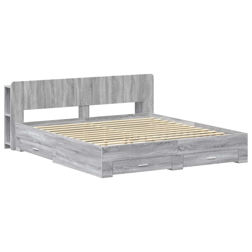 Telaio del letto con storage Sonoma grigio 200 x 200 cm 3433797
