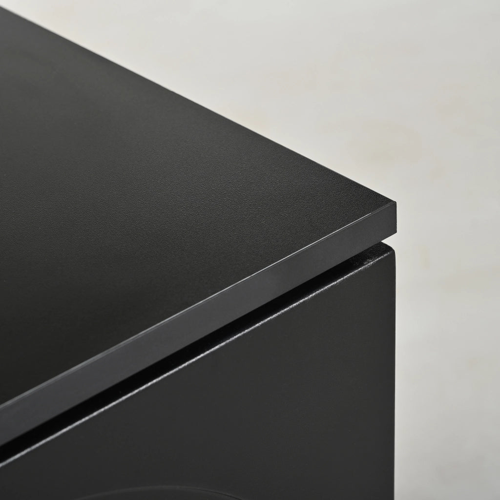 Mobile porta TV 175x38x56 cm; 4 ante push-to-open; MDF e truciolare nero