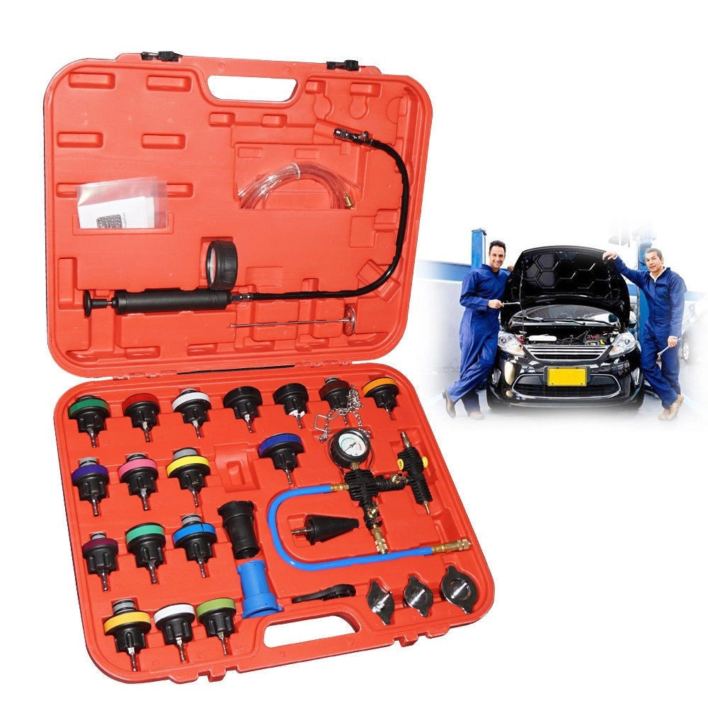 Trade Shop - Kit Tester Di Pressione Spurgo Prova Ricarica Radiatore Test Universale 27 Pezzi -