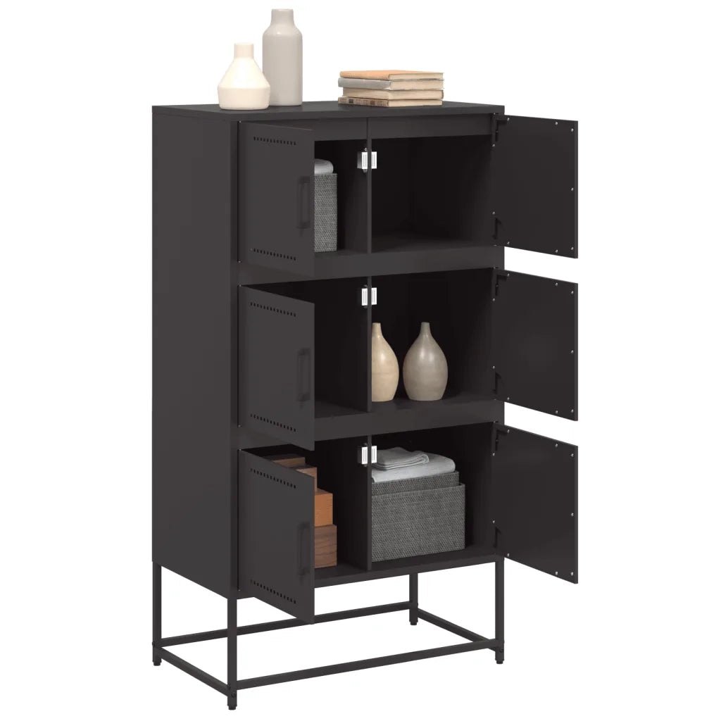 Credenza | Madia | Buffet da pranzo | Armadio da pranzo Nera 68,5x38,5x123,5 cm in Acciaio