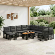Set Divano da Giardino 12 pz Nero e Grigio scuro polyrattan 3438041
