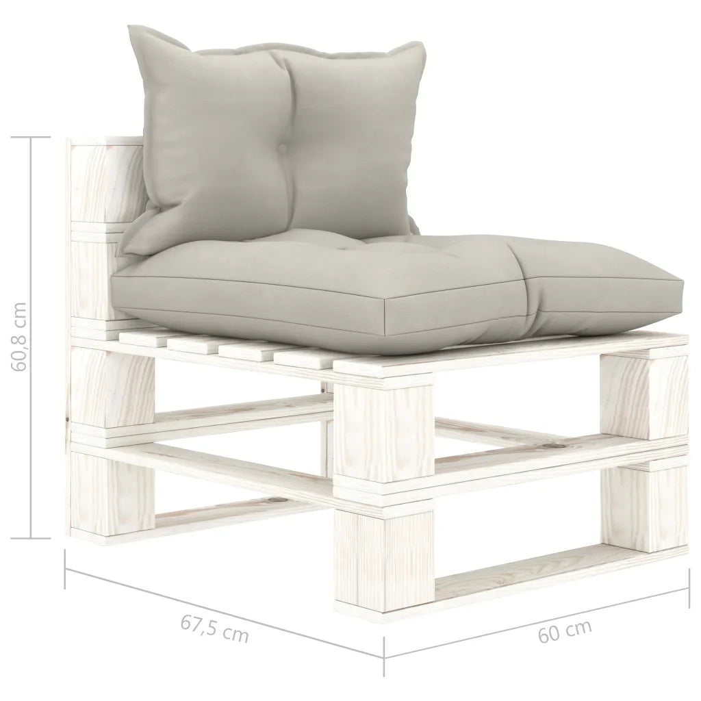 Poltrona Centrale da Giardino Pallet con Cuscini Tortora Legno 3052398