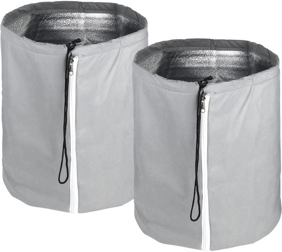 Protezione termica per piante 2 in 1 70 x 65CM, protezione per piante in inverno, protezione da gelo per vasi di fiori, protezione per vasi di piante con cavo di tiraggio, chiusura a raccordo e disco di velluto a base di cocco Ø 65cm grigio