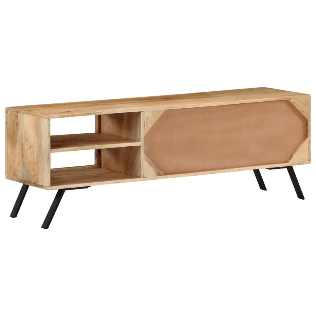 Mobile TV multimediale scaffale TV credenza mobile TV sala da pranzo soggiorno camera da letto 110 x 30 x 40 cm legno massello di mango beige 02_0025729