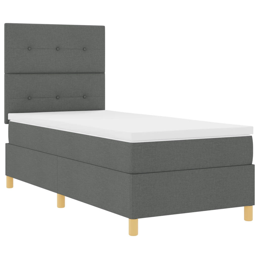 Letto a molle con materasso grigio scuro 80x200 cm tessuto