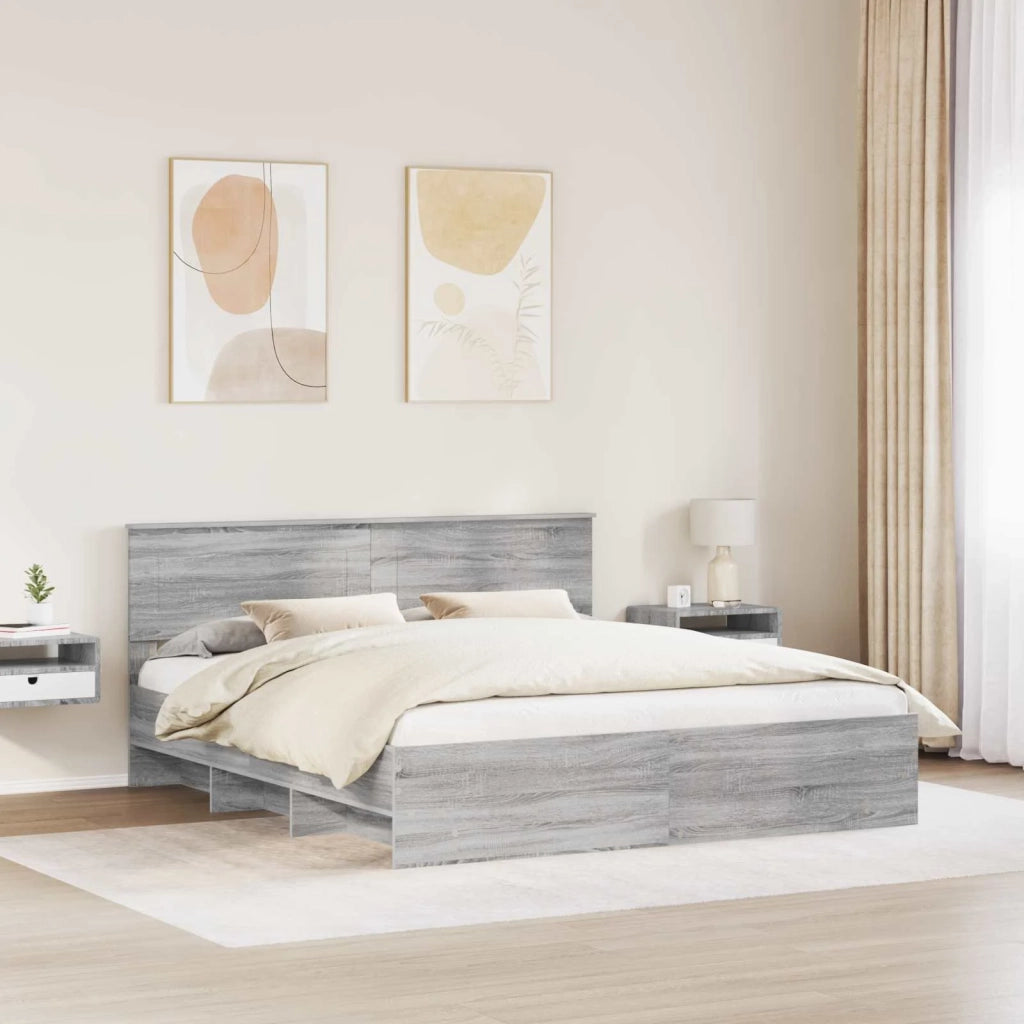 Struttura del letto con testiera Grigio Sonoma 200 x 200 cm