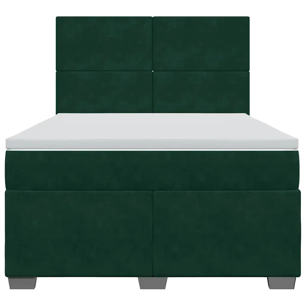 Giroletto a Molle con Materasso Verde Scuro 140x200 cm Velluto 3290927