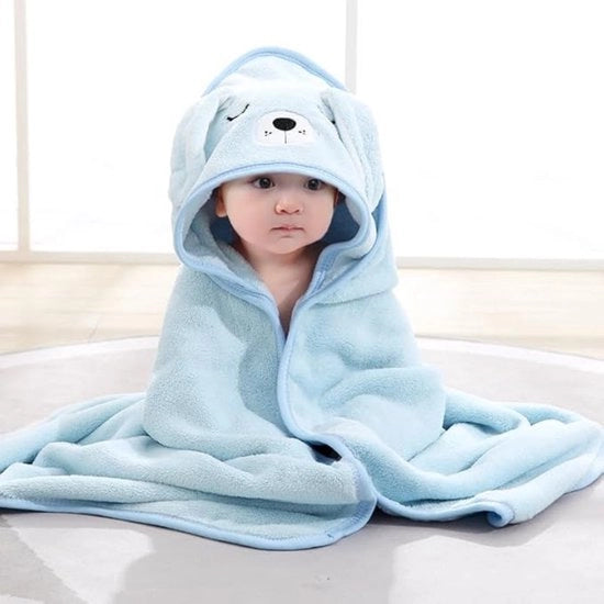 Asciugamano per bambini con cappuccio - 80 x 80 cm - Asciugamano per bambini in fleece - Asciugamano per bambini con cappuccio - Adatto a bambini e neonati - Unisex - 0-5 anni
