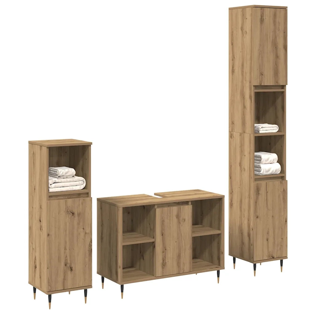 Set di mobili per il bagno con porta 3 pcs Rovere artigianale