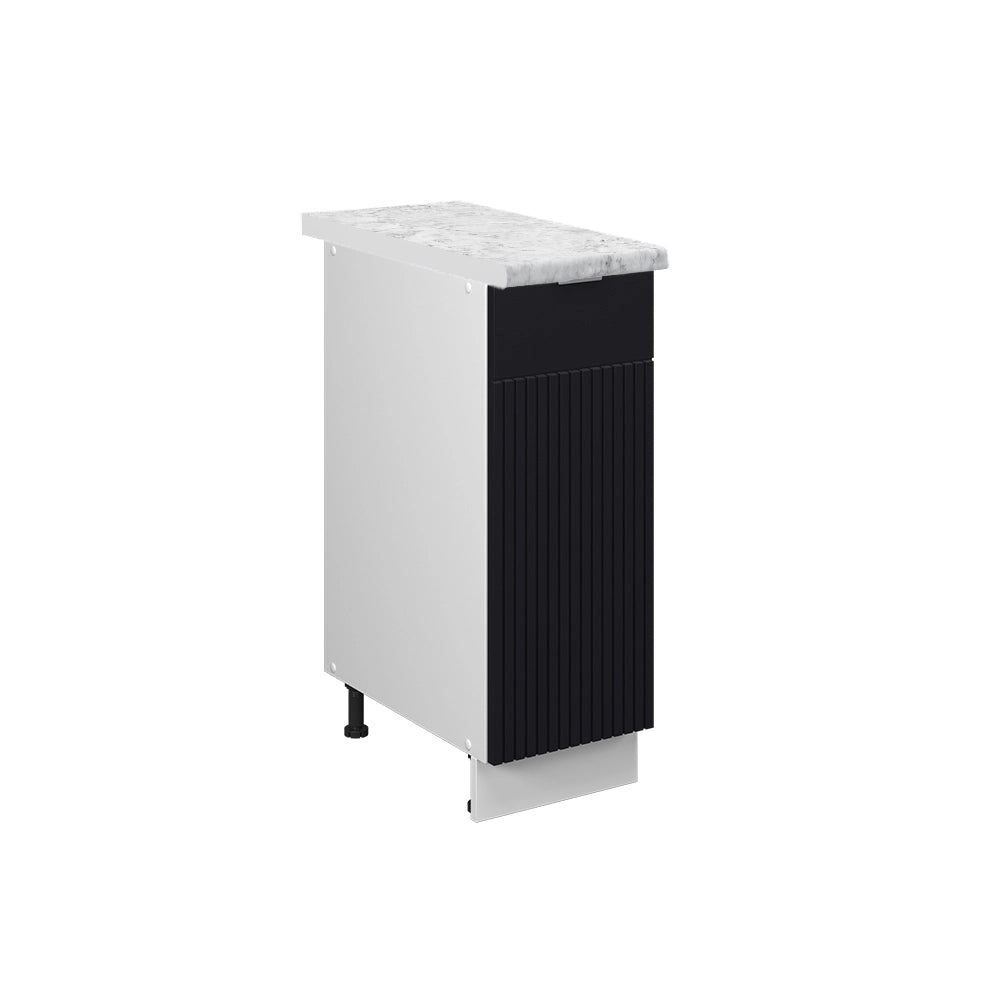 Armadio cucina dispensa alto Fame-Line Nero rigato/Bianco 30 cm, PL Marmo Vicco