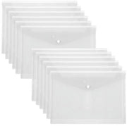 Pacchetto di 12 cartelle, carta A4 trasparente, borse di plastica impermeabili, cartelle con chiusura a pressione, articoli per ufficio.