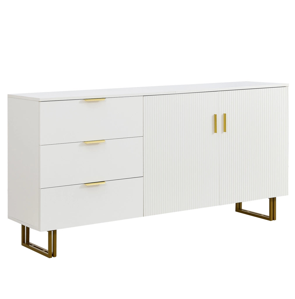 Sideboard con 2 ante e 3 cassetti 160x40x81;5 cm in MDF bianco