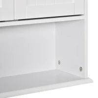 kleankin Mobile Bagno Sospeso con Armadietto a 2 Ante e Ripiano Aperto, Mensola Interna Regolabile, Bianco