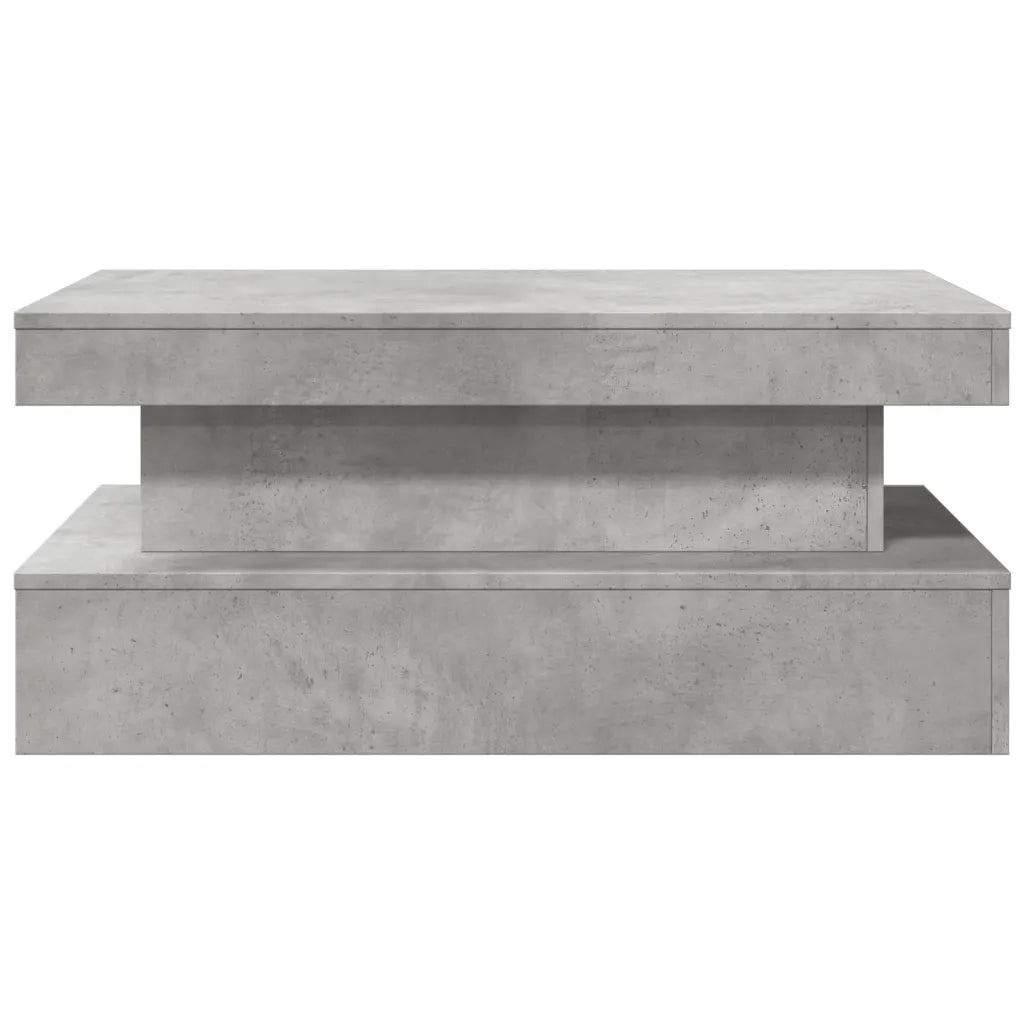 Tavolino da Soggiorno-Tavolino da Salotto con Luci LED Grigio Cemento 90x50x40 cm