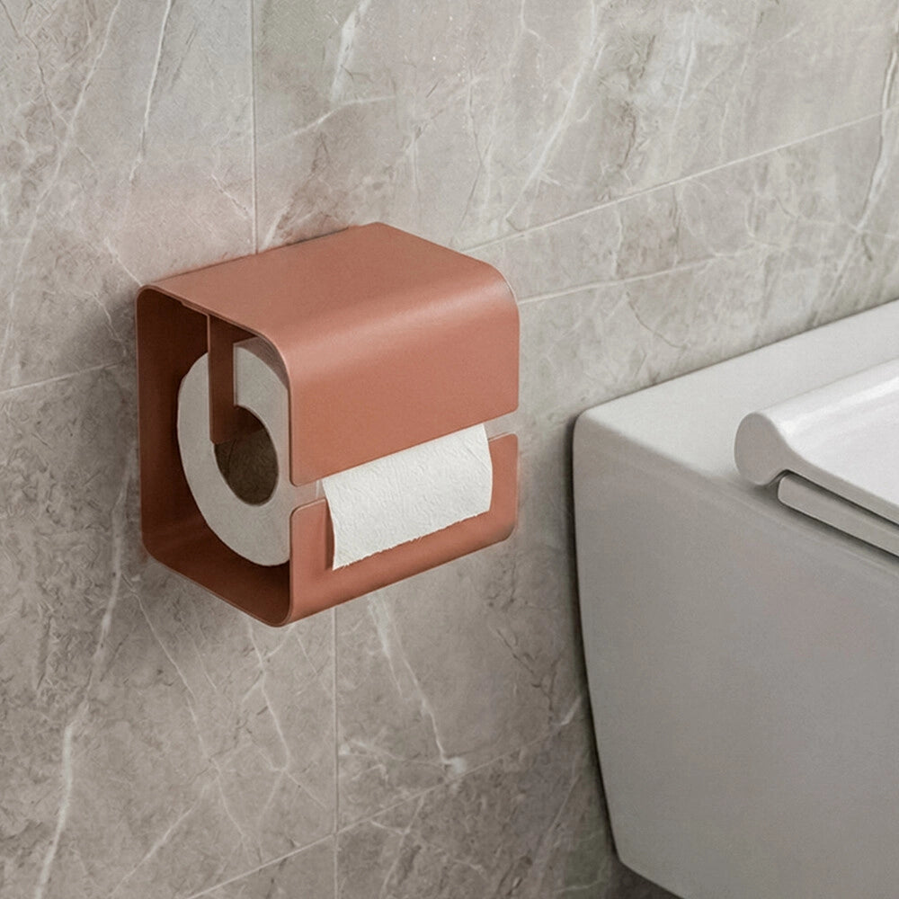 Porta rotolo bagno terracotta in acciaio senza fori Rea