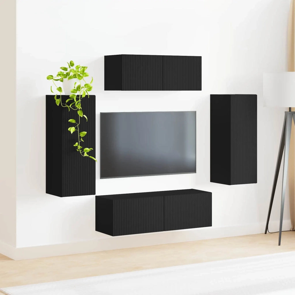 Set mobile TV 4 pcs Nero Legno multistrato 3409160