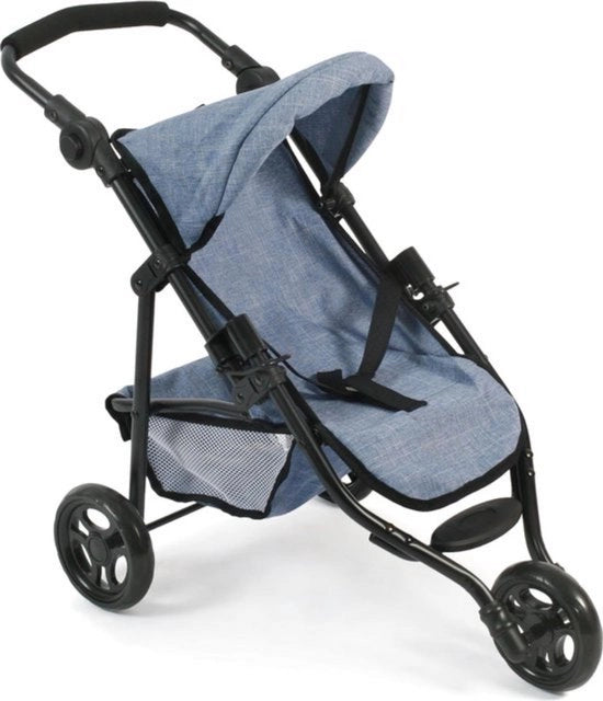 Carriolo per bambini, lettino da jogging, carriolo per neonati, carrozzina per bambini, colore jeans blu, 70 x 33 x 62 cm