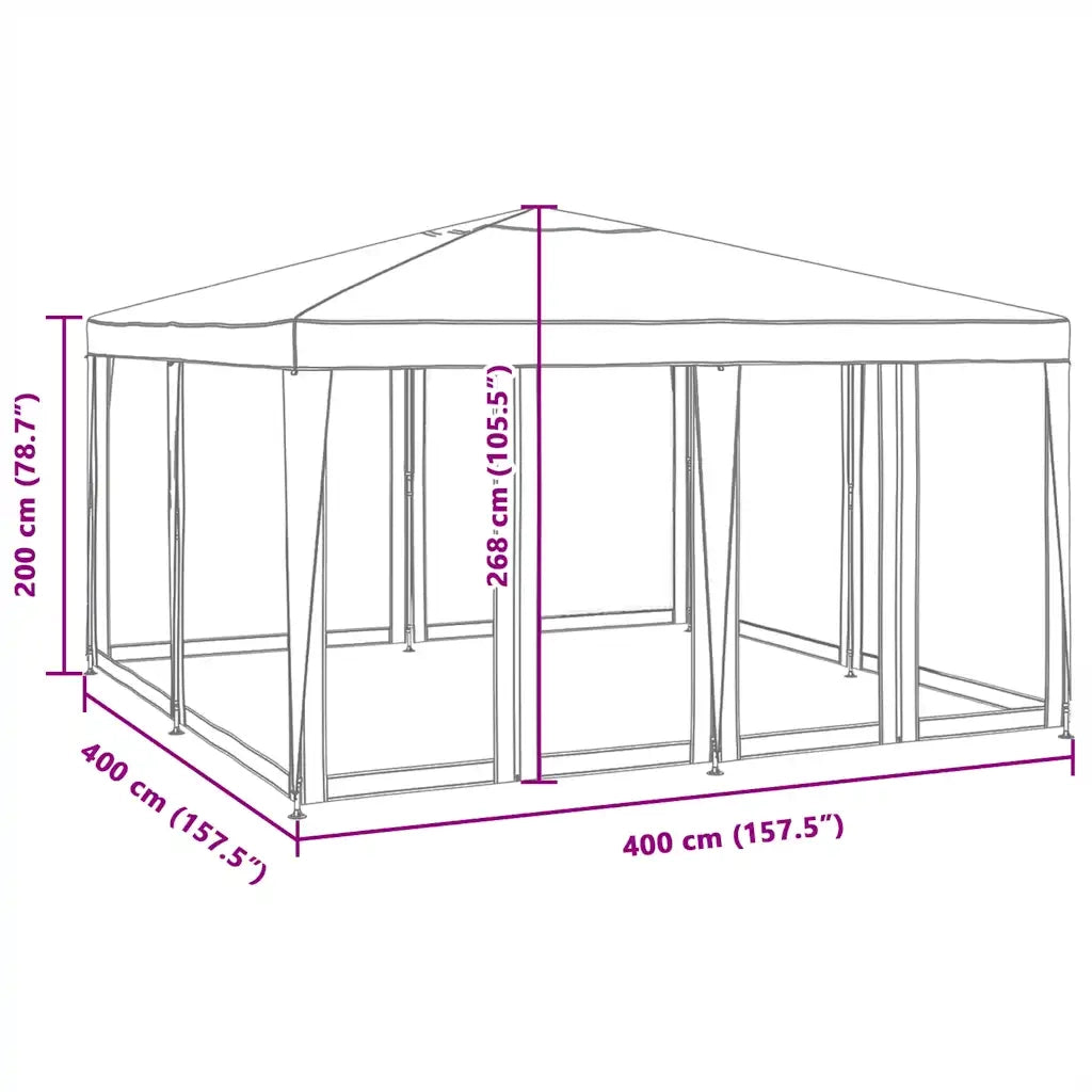Tenda per Feste con 8 Pareti Laterali in Rete Rossa 4x4 m HDPE 4010065