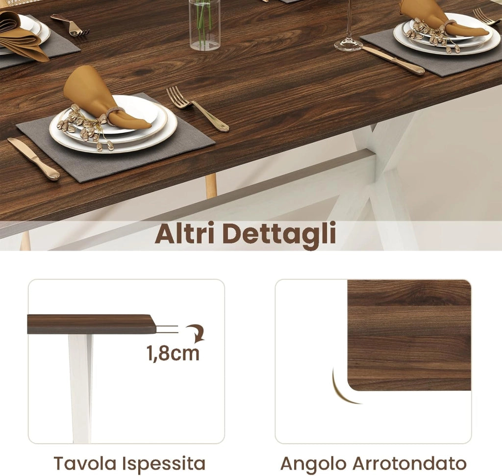 Tavolo da Pranzo per da 110 cm per 4-6 Persone, Tavolo Rettangolare in Legno con Piano Testurizzato in Effetto Legno, Tavolino Cucina per Soggiorno e Ufficio, 110 x 71 x 76 cm