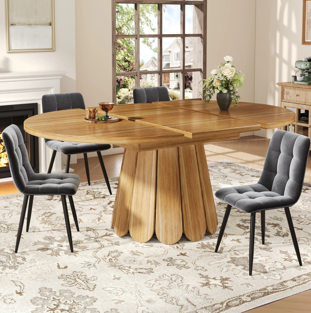 Tavolo da pranzo allungabile 118-158 cm in MDF e metallo marrone