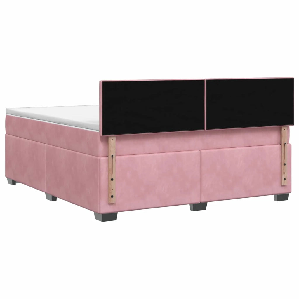 Letto box spring con materasso Rosa 160 x 200 cm Velluto 3450757